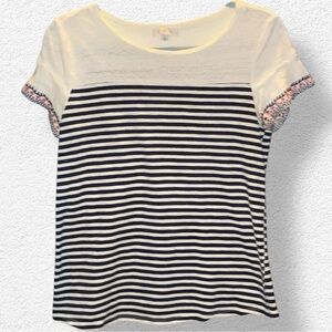 🪴SKIES ARE BLUE STRIPE CROCHETED SLEEVE TOP